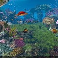 Vibrant Underwater Fantasy Landscape With Colorful Fish Coral Reefs And Marine Plants