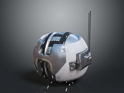 Spherical Electronic Equipment With Metallic Antenna Grid Pattern And Functional Components Design 3d model