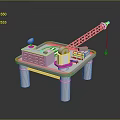 Industrial Offshore Platform Model With Crane Radar And Elevated Support Pillars