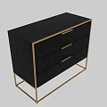 Elegant Modern Console Cabinet Sideboard With Dark Wood And Gold Metal Frame Drawers
