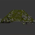 Cartoon Style Ancient Pyramid Scene with Green Moss Covered Steps and Scattered Stones