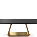 Modern Black Dining Table With Wooden Gold Metal Geometric Leg Base Design