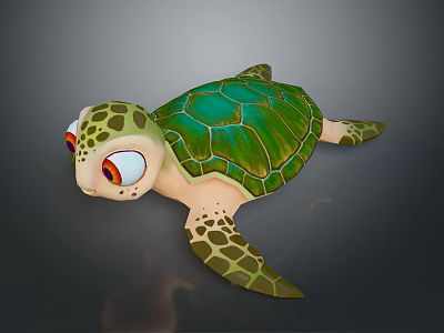 Cute Cartoon Reptile Baby Turtle with Green Shell Spotted Head and Big Eyes 3d model Cute Cartoon Reptile Baby Turtle with Green Shell Spotted Head and Big Eyes 3d model