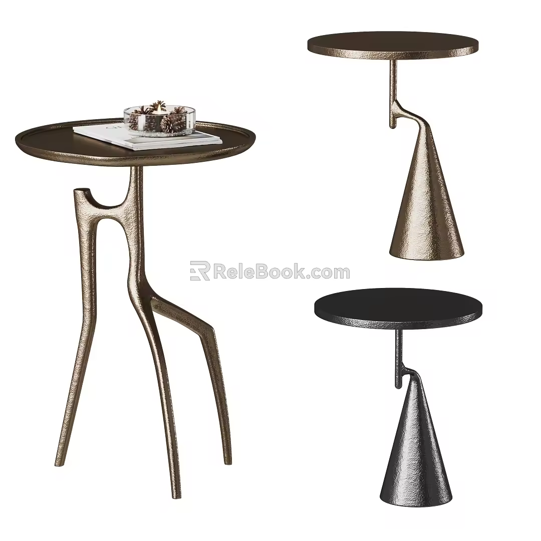 Modern Side Combination Metal Side Round Side Corner Middle Style Side Hammer Pattern Side 3d model