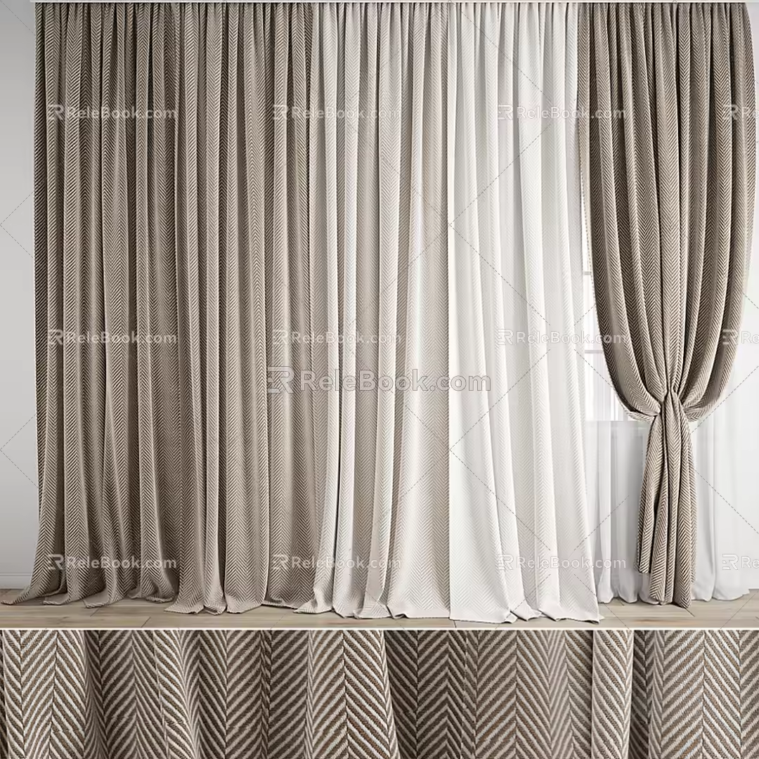Modern Curtain Window Screen 3d model
