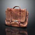 Vintage Brown Leather Briefcase With Buckle Straps And Classic Handcrafted Design