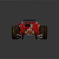 Red TRED FIRE Truck With Number 15 Black Roof And Large Tires On Road