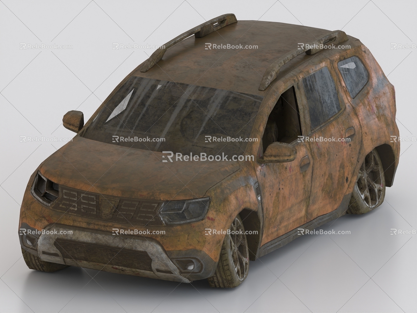 Scrapped car car wreck abandoned car 3d model