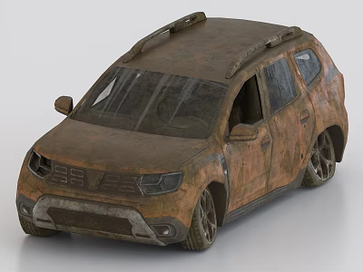 Rusty Old SUV Vehicle With Weathered Exterior Aged Body And Appearance 3d model