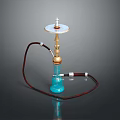 Blue Fruit Infused Beverage In Hookah Shaped Glass Container With Gold Trim