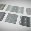 Various Road Pavement Textures With Lane Markings And Gravel Surfaces