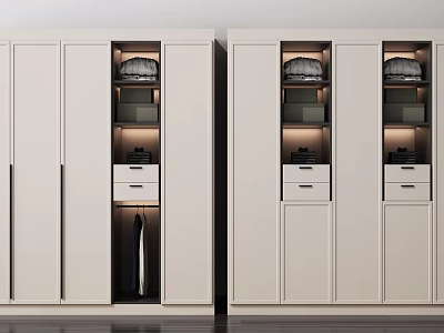 Modern Wardrobe Interior Design With Multiple Doors Shelves Drawers And Hanging Space 3d model