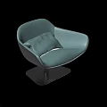 Modern Light Green Curved Leisure Chair with Black Base and Soft Cushion
