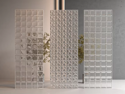 Modern Transparent Glass Room Dividers With Decorative Pattern For Interior Design 3d model