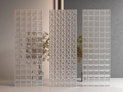 Modern glass brick partition 3d model