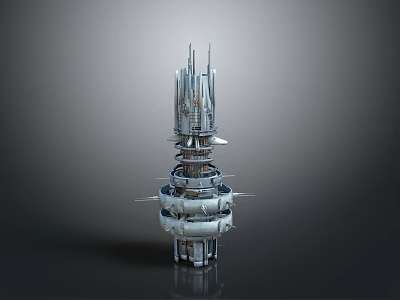 Futuristic Multi Layered Aerospace Tower Structure With Advanced Space Technology Design 3d model