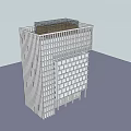 Modern Office Building With Vertical Glass Facade And Top Structure Design