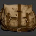 Genuine Leather Backpack In Natural Brown With Adjustable Straps And Buckle Details