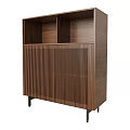 Modern Wooden Sideboard With Vertical Slatted Doors And Black Legs Design