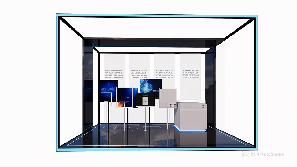 Modern Electronic Display Showcase With Multiple Screens And Digital Devices 3d model 