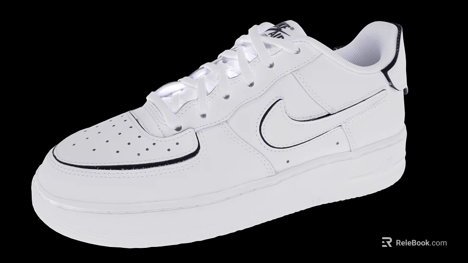 White Nike Casual Sports Shoes With Classic Logo White Upper And Breathable Holes 3d model 