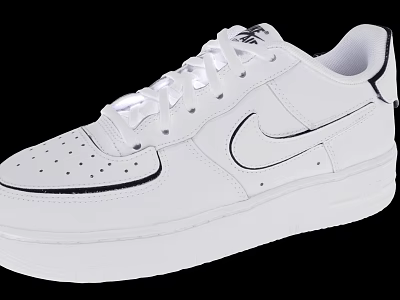 White Nike Casual Sports Shoes With Classic Logo White Upper And Breathable Holes 3d model