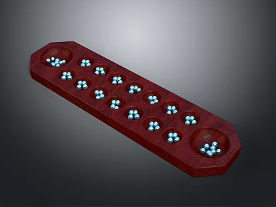 Red Elongated Household Organizer Tray with Multiple Small Holes and Blue Beads 3d model