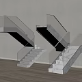 Modern Staircase Interior Design With Glass Railings Marble Treads And Wood Flooring