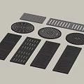 Black Drain Grilles With Various Shapes And Patterned Designs For Home Use 3d model