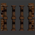Cartoon Red Brick Building Structure With Arches And Columns Design