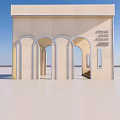 Hennessy Exhibition Pavilion Modern Architectural Design With Arched Doorways And Light Colored Facade