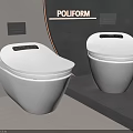 Two Modern White POLIFORM Toilets With Sleek Design In Minimalist Bathroom Space