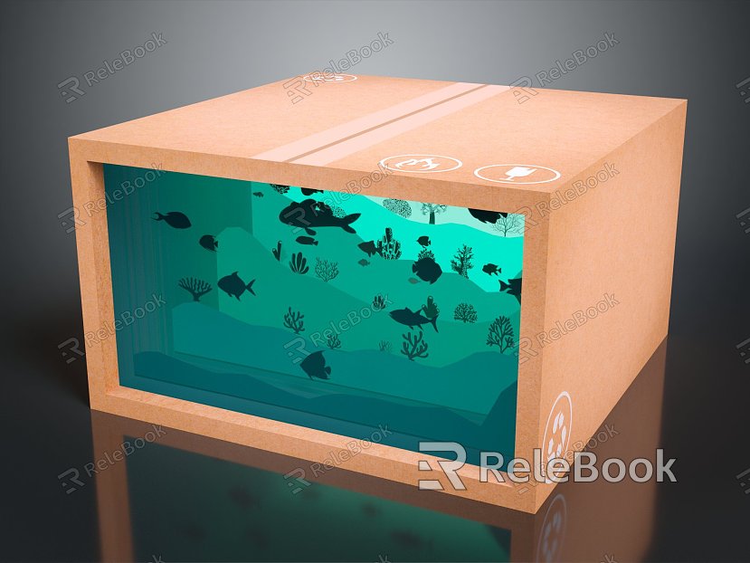 Modern fish tank cartoon fish tank square tank model