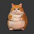 Cute Chubby Orange Tabby Cat Standing On Dark Background With Reflection 3d model