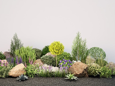 Shrub ball spherical plant shrubs flowers and plants spherical green plant stone combination model