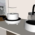 Modern Design Tea Set With Glass Kettle White Black Metal And Wooden Parts