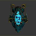 Blue Wolf Headed Game Fantasy Character With Spiked Back And Golden Accents