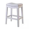 Modern Black Bar Stool With Gray Tufted Seat Wooden Legs And Metal Crossbar