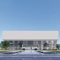 modern factory building single-storey factory building 3d model