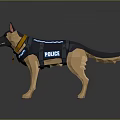 Polygonal German Shepherd Model With Police Device And Blue Lights Feature 3d model