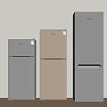 Three Modern Refrigerators in Silver Beige Colors with Different Sizes and Styles