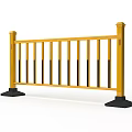 Yellow Road Barrier With Black Base And Metal Railing Structure For Traffic Safety