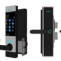 Modern door handle smart door lock password lock fingerprint lock 3d model
