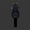 Modern Black Metal Machine Gun With Long Barrel Magazine And Stock Isolated On Gray Background