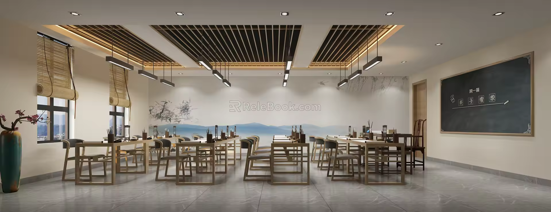 New Chinese Classroom School Classroom 3d model