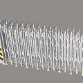 Metal Retractable Gate With Telescopic Bars And Control Panel 3d model