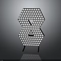 Modern Geometric Figure 8 Shaped Decorative Furniture With Perforated Dot Pattern And Metal Stand Support