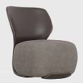 Rounded Modern Single Sofa with Brown Leather Backrest and Gray Fabric Seat 3d model
