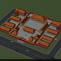 Ancient Chinese Architecture With Traditional Courtyard Layout Yellow Roofs And Red Walls Aerial View
