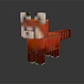 Pixelated Red Panda Figure With White Face And Striped Tail